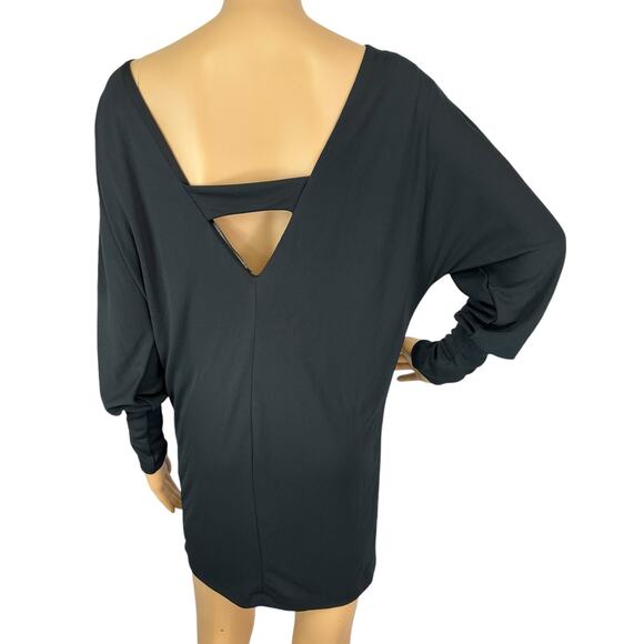 Zara Slouchy Long Sleeve Mini Dress Black Dolman Evening Open Back Size S - Picture 4 of 5